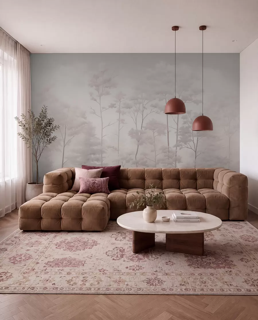 murales de pared Bosque de moda en delicados colores pastel claros w03525