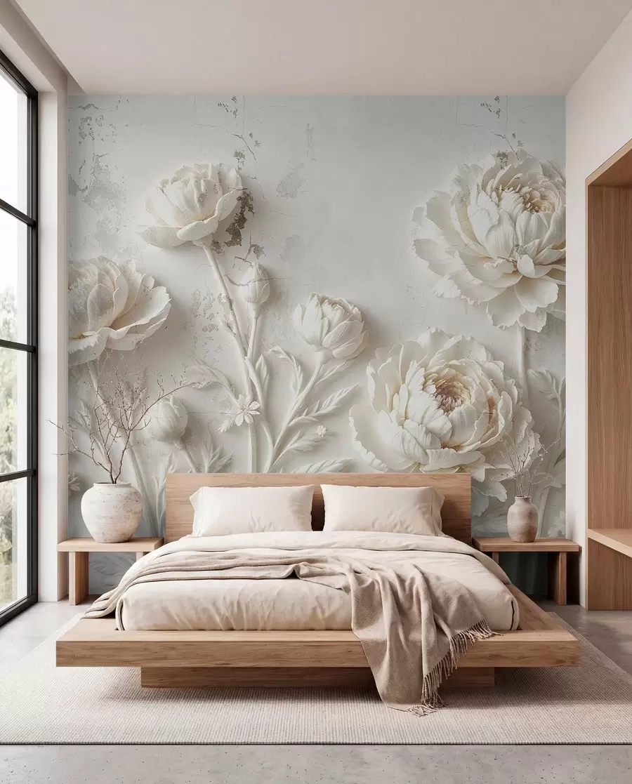 murales de pared Flores sobre fondo de hormigón estilo grunge w03553