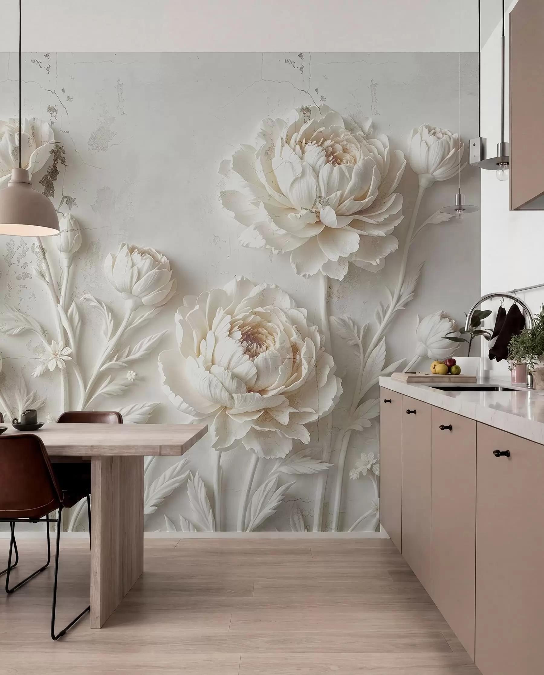 murales de pared Flores sobre fondo de hormigón estilo grunge w03553