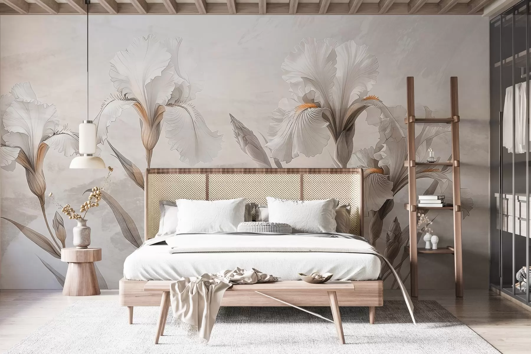 murales de pared Delicados iris dibujándose en la pared w03556v1