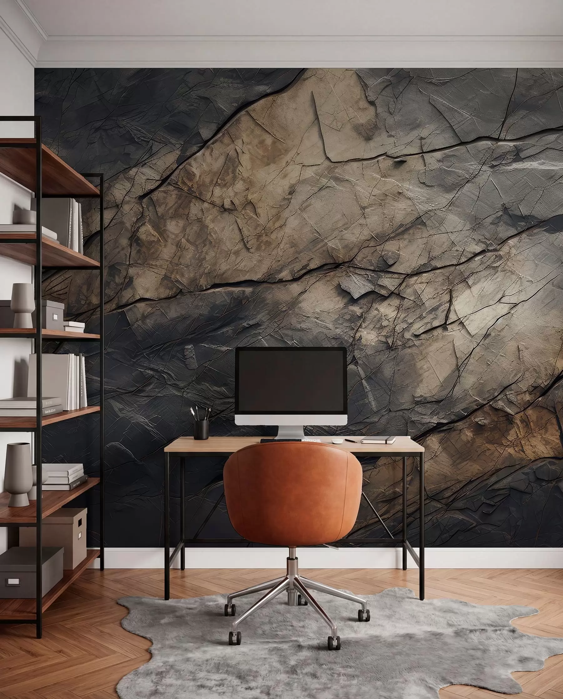 murales de pared Huellas de piedra oscura w03561