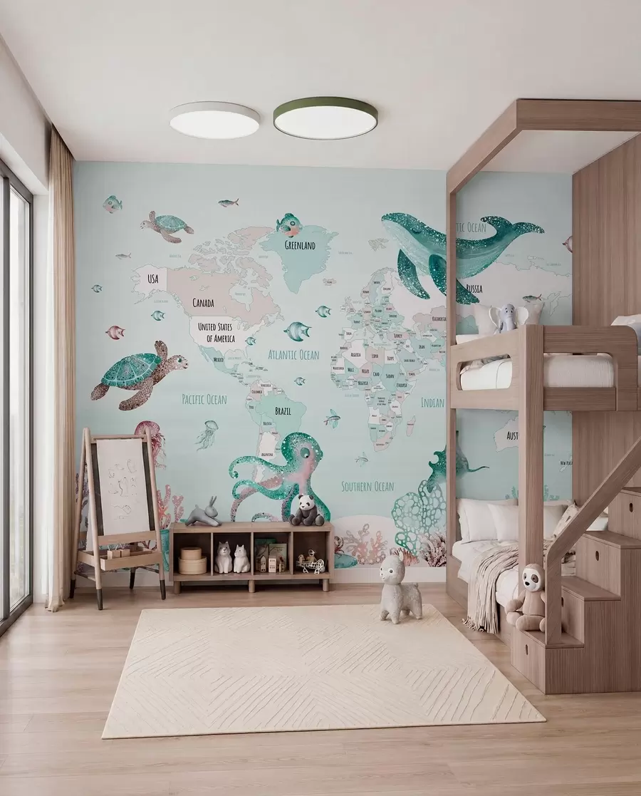 murales de pared Atlas marino menta en inglés w03526v2
