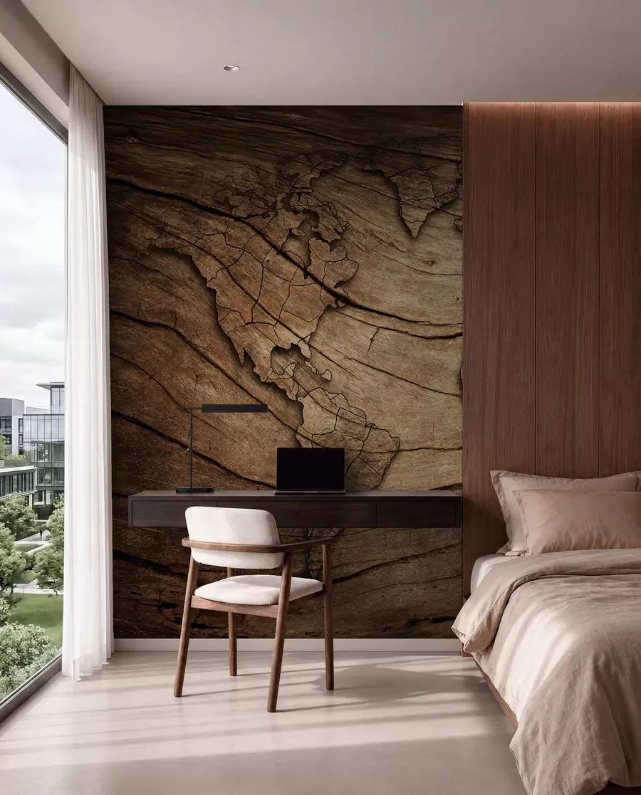 murales de pared mapamundi en madera u53146