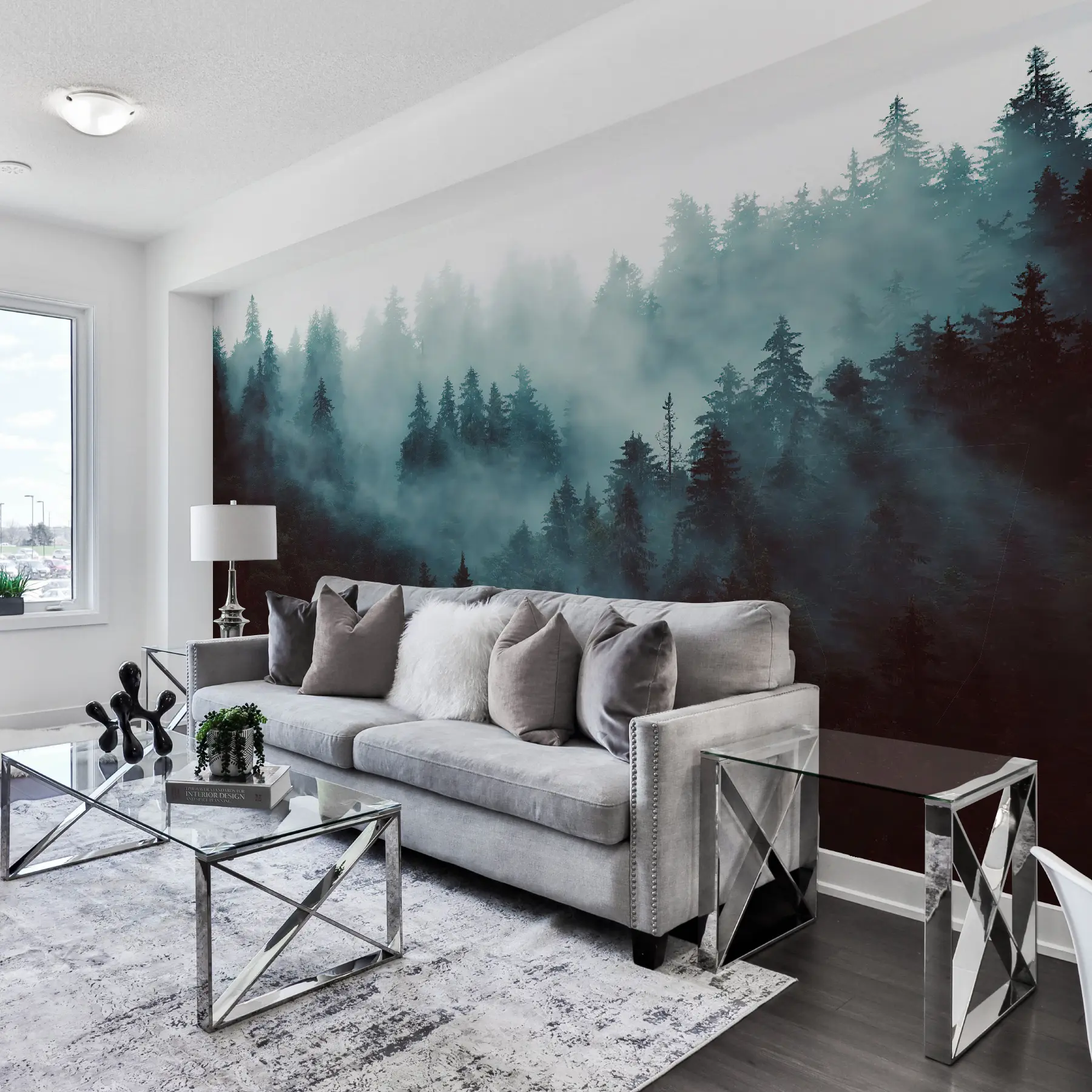 murales de pared Hermoso bosque en la niebla u54118