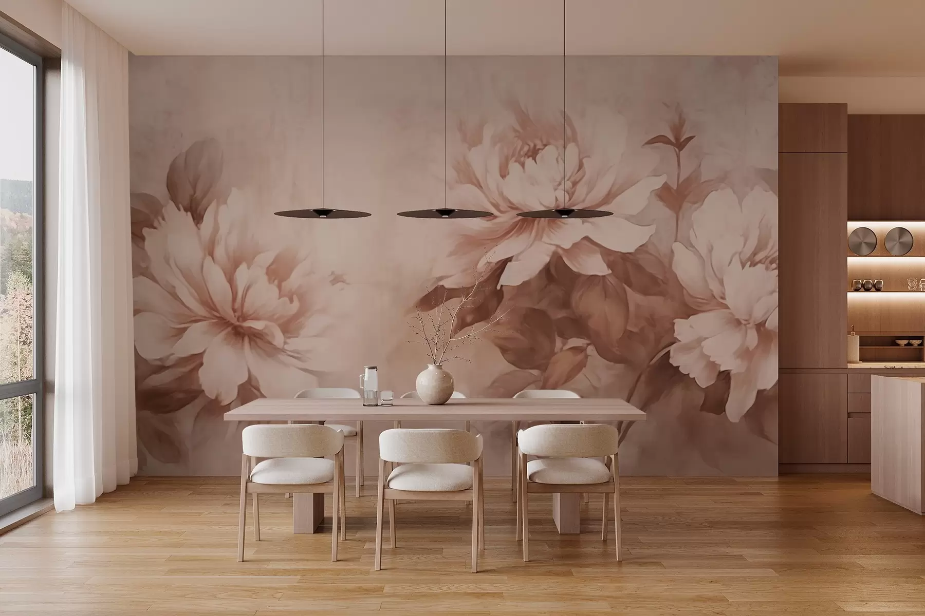 murales de pared Arreglo floral de estilo vintage w03514