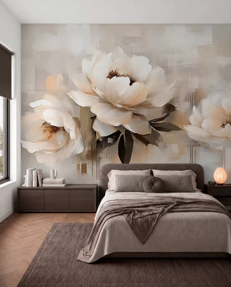 murales de pared Peonias Vintage Abstractas Blancas w03581
