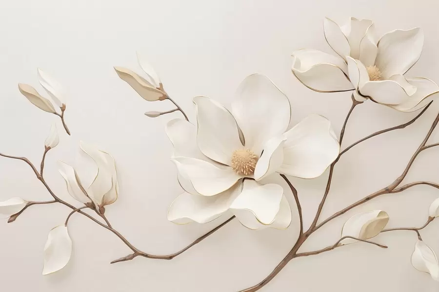 murales de pared Flores de magnolia en delicados tonos pastel w03645