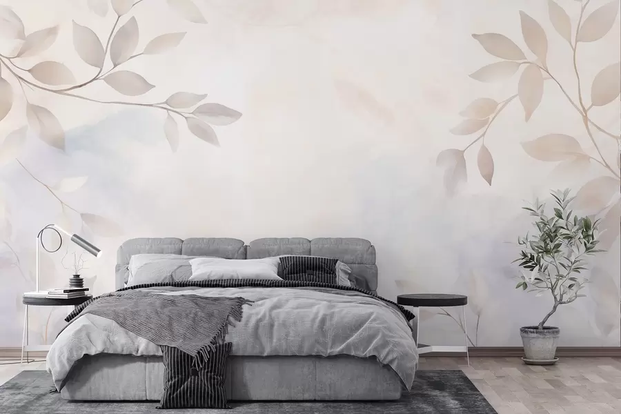 murales de pared Hojas de luz en la niebla w08990