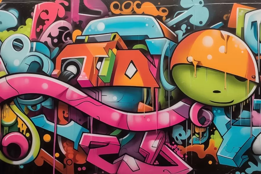 murales de pared Graffiti brillante w03688