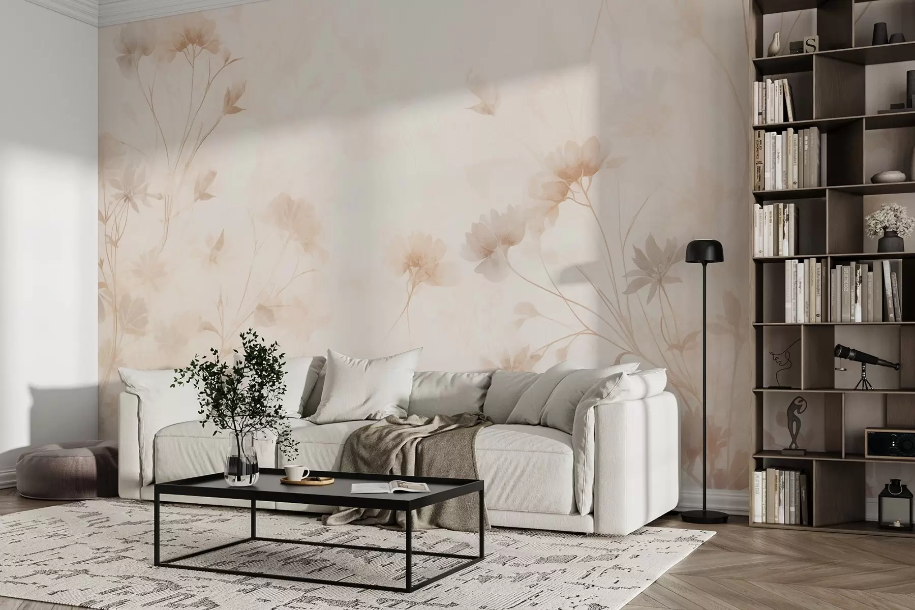 murales de pared Flores silvestres pastel en estilo acuarela w09037