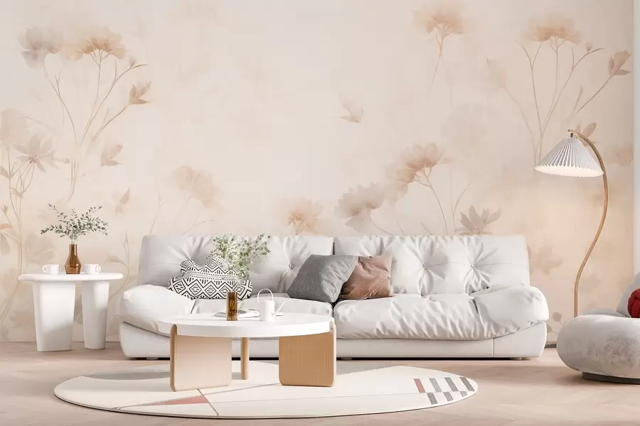 murales de pared Flores silvestres pastel en estilo acuarela w09037