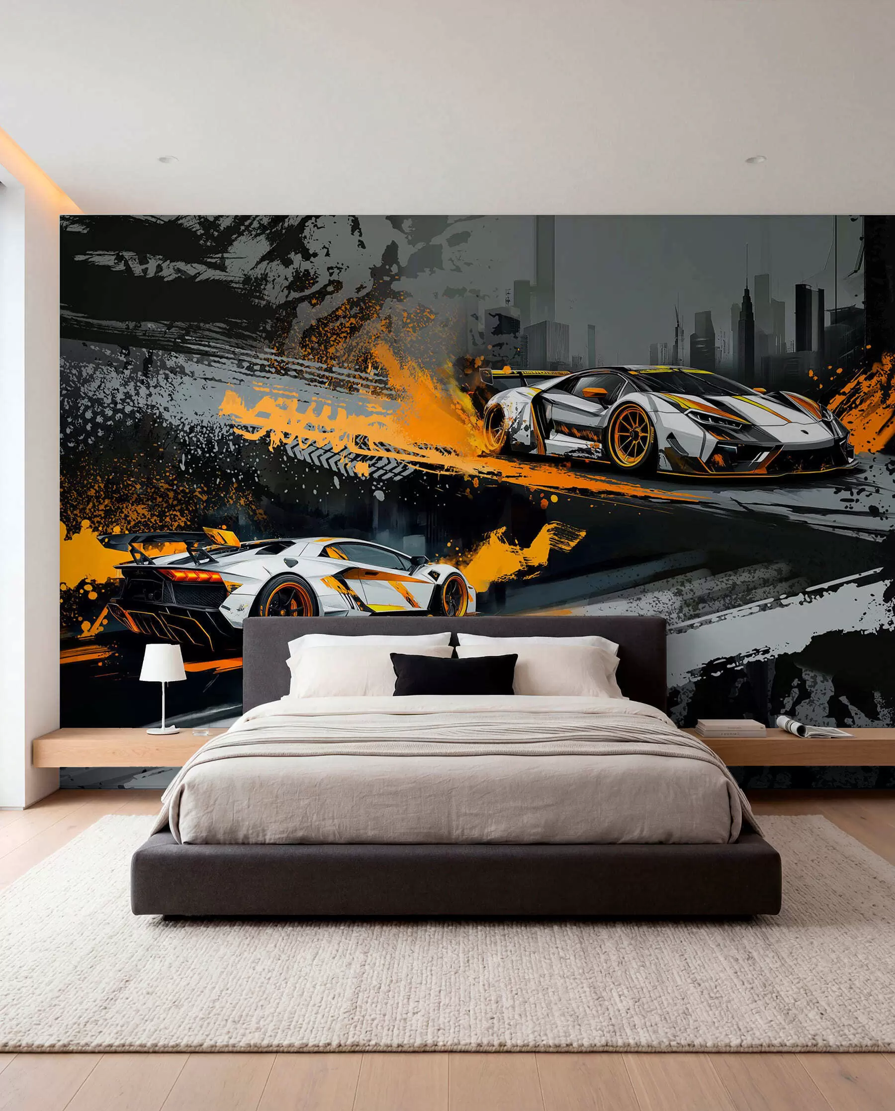 murales de pared estilo grange duro, expresivo, coches deportivos dinámicos w03721