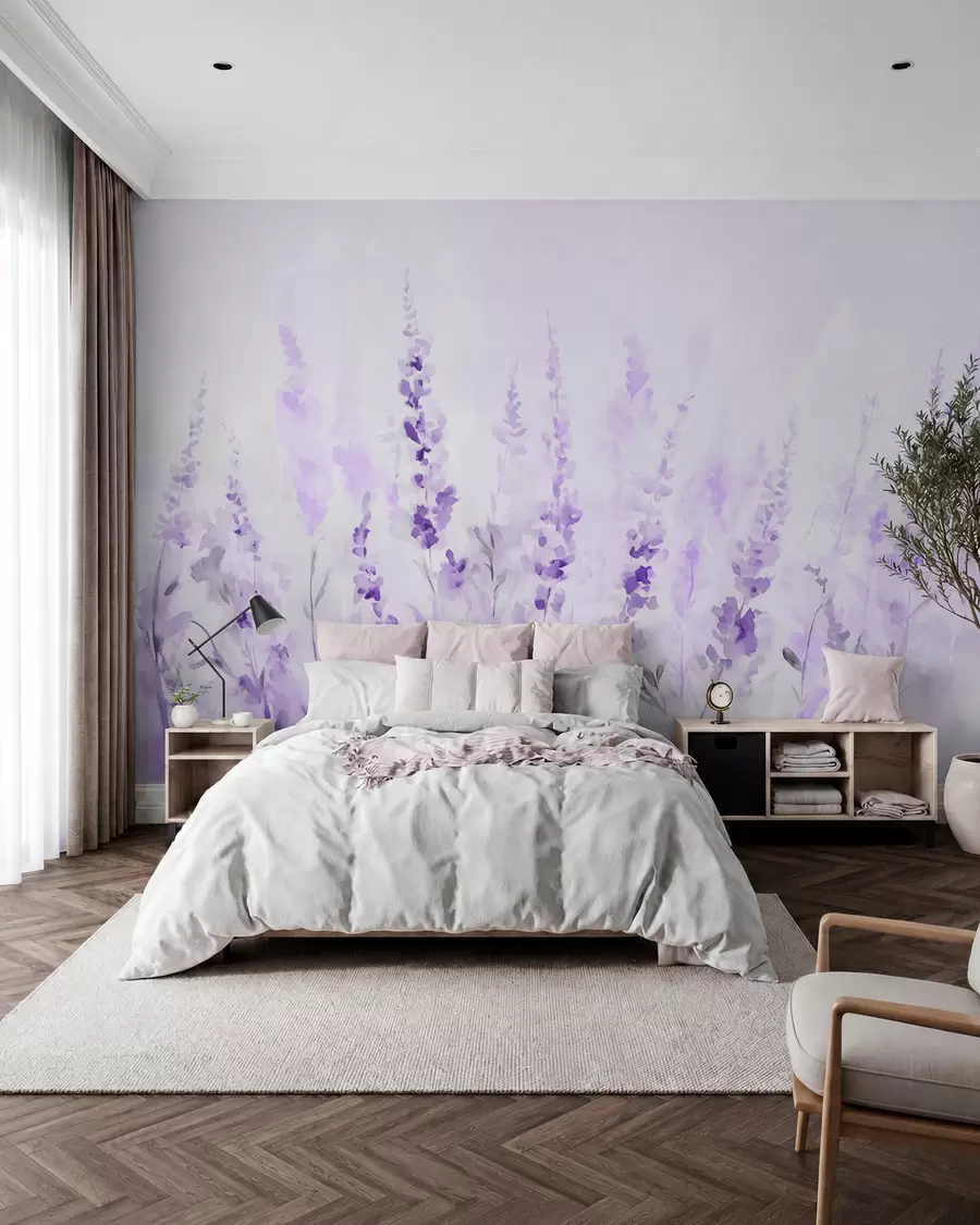 murales de pared Campo de lavanda vintage w09069v1