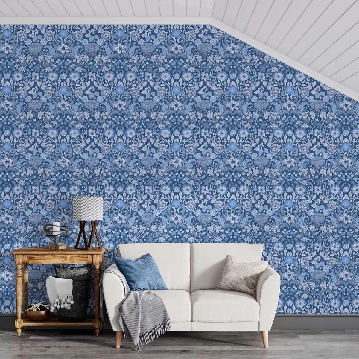 Papel pintado Estampado botánico azul de estilo vintage a00145v2