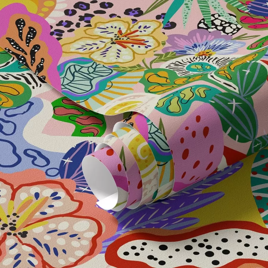 murales de pared Estampado floral abstracto de estilo pop art a00167