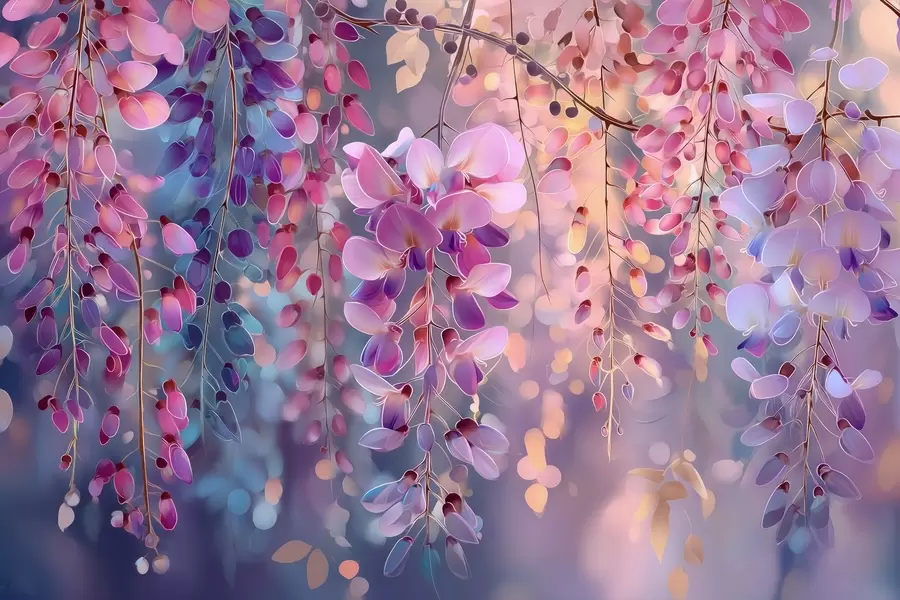 murales de pared Colorido lila en estilo acuarela w09103