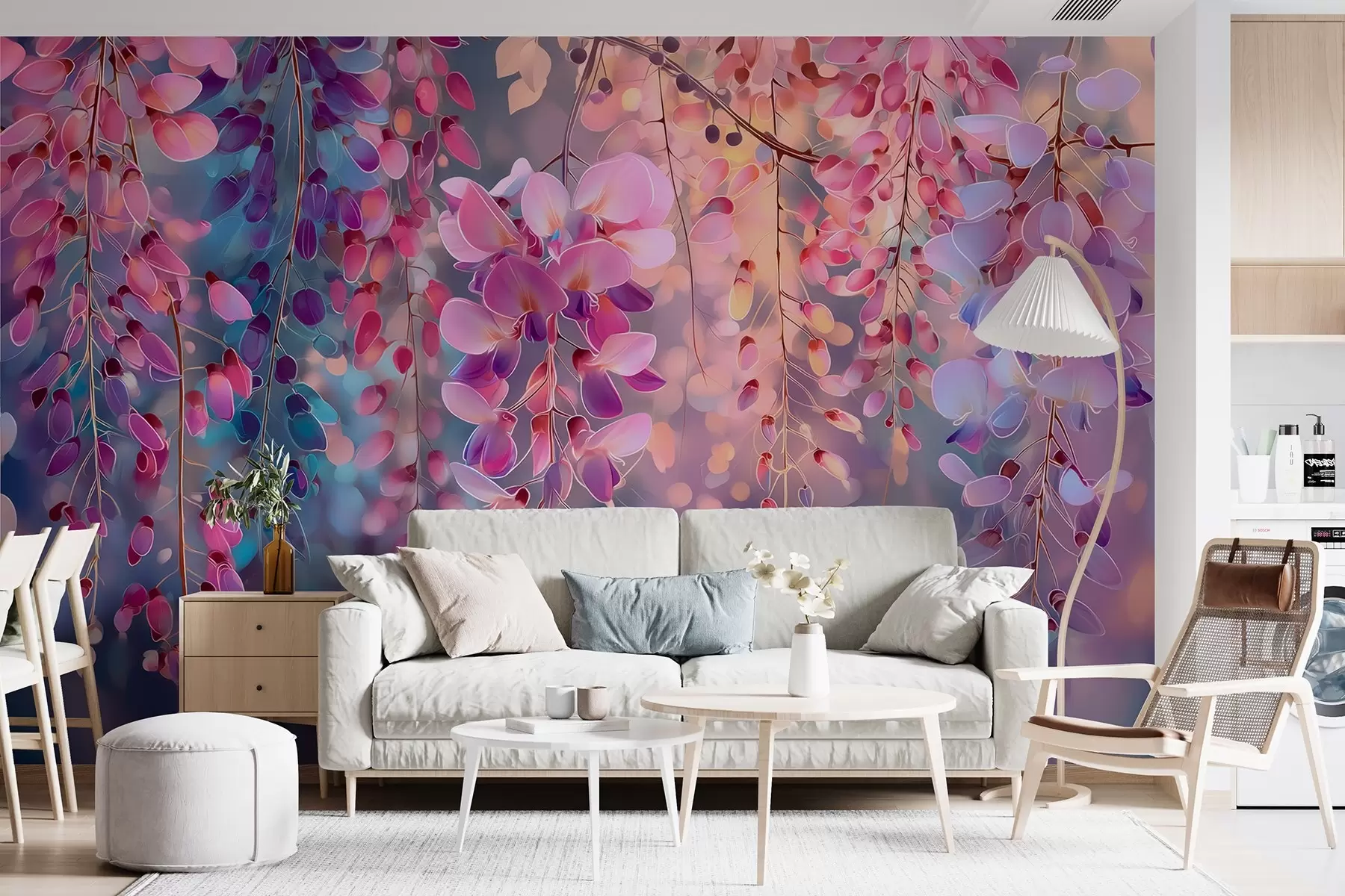 murales de pared Colorido lila en estilo acuarela w09103