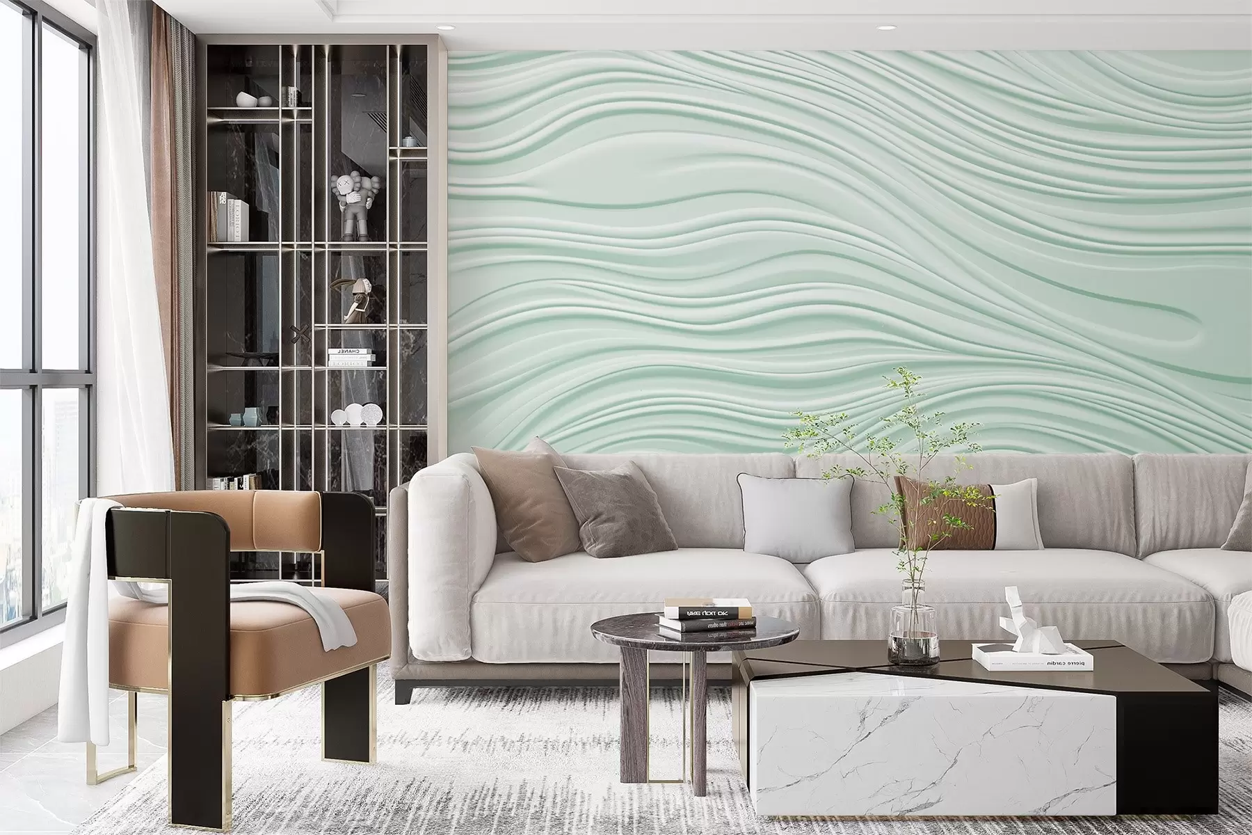 murales de pared Ondas volumétricas w03923v1