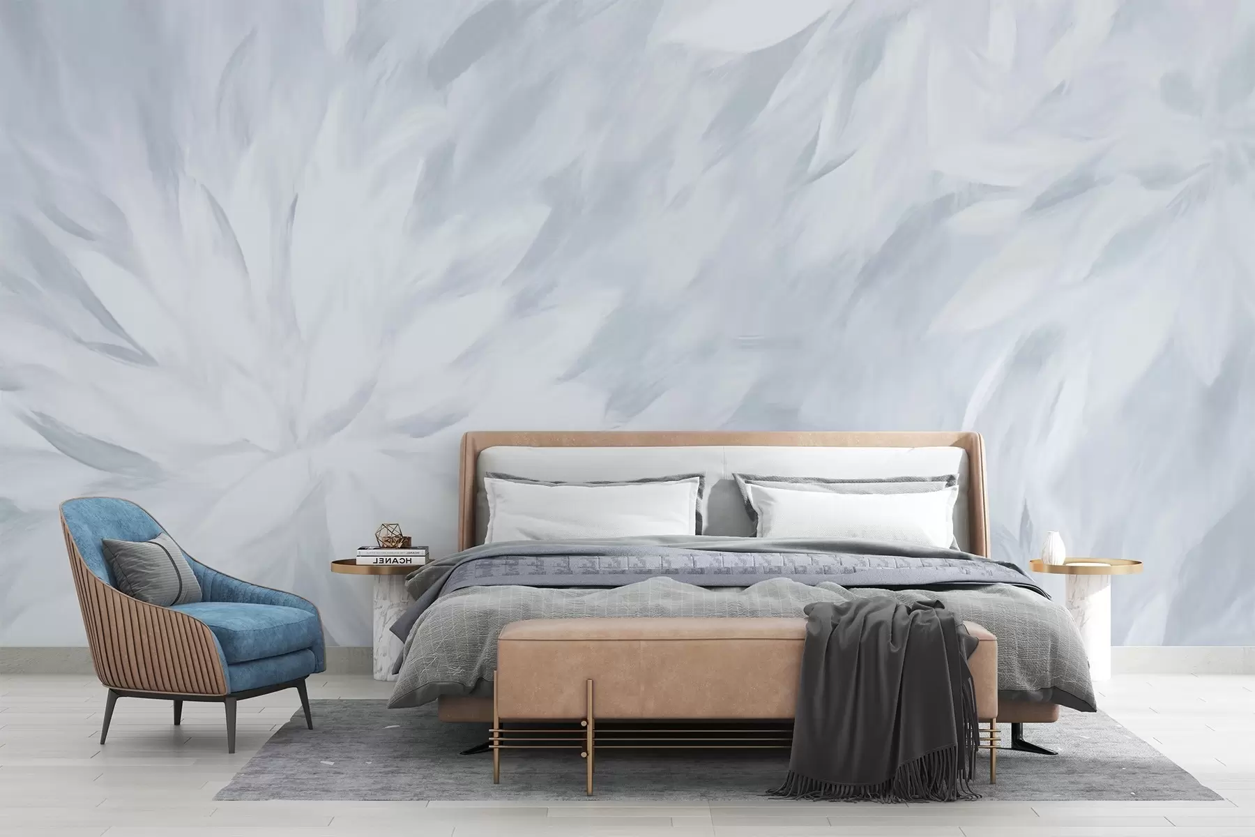 murales de pared Flores en estilo de trazos suaves w03986v3