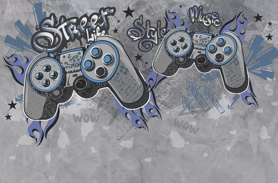 murales de pared Consolas estilo street art en la pared grunge w04054