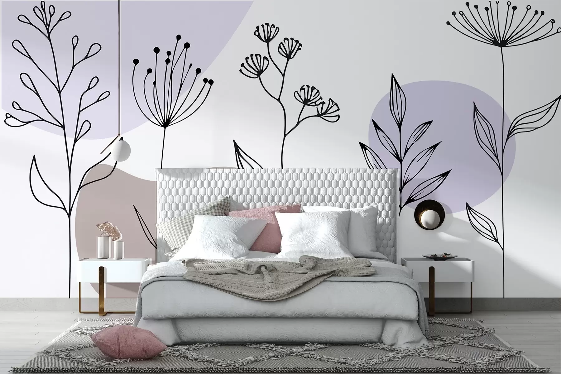 murales de pared Contorno floral boho w04080