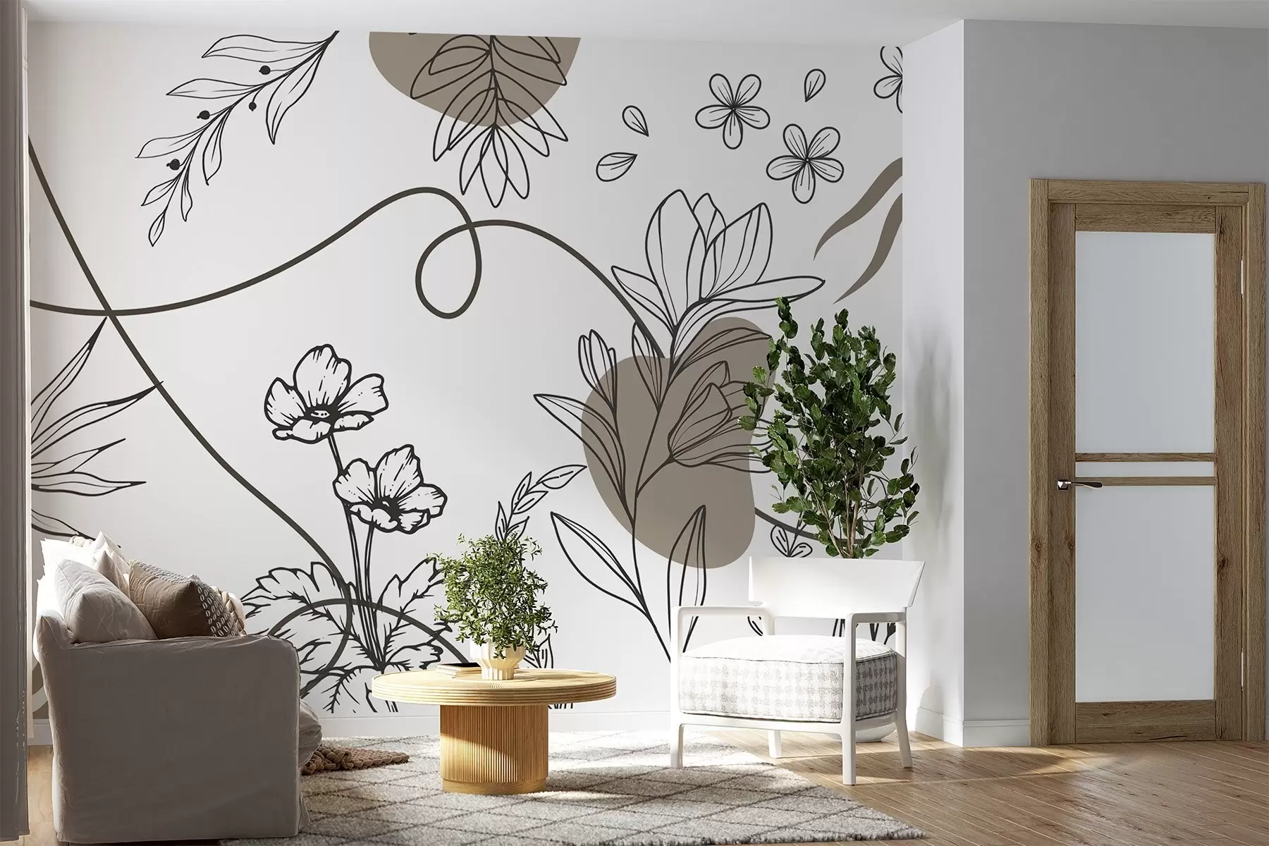 murales de pared Contorno floral boho w04082v2