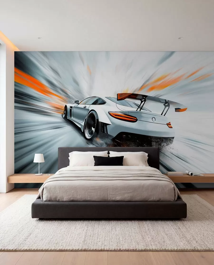 murales de pared un deportivo dinámico que surca el espacio w04074