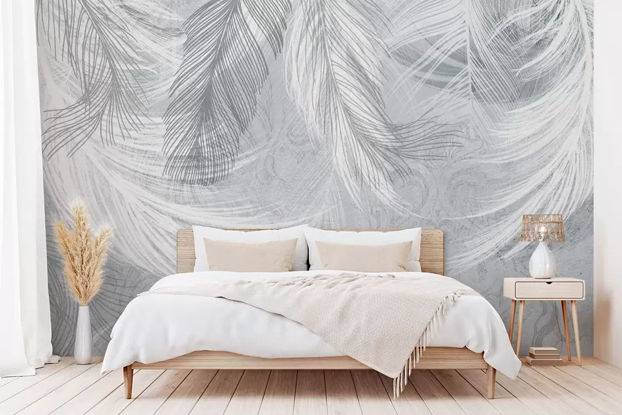 murales de pared Delicadas plumas tonos azules w04102v1