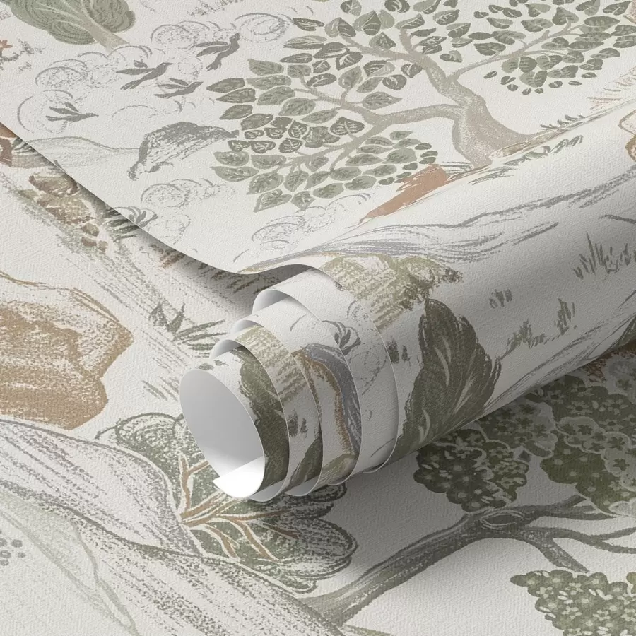 murales de pared Mapa de la naturaleza de cuento de hadas con animales y árboles a00177