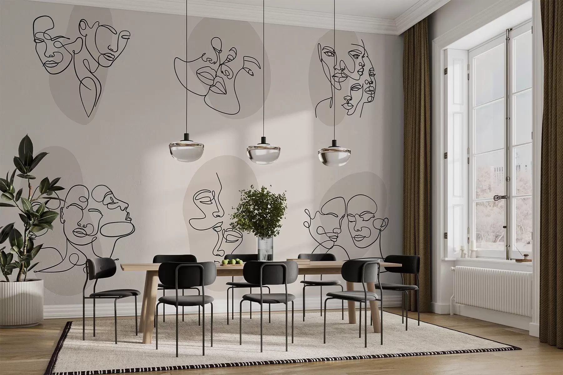 murales de pared Caras abstractas w04106