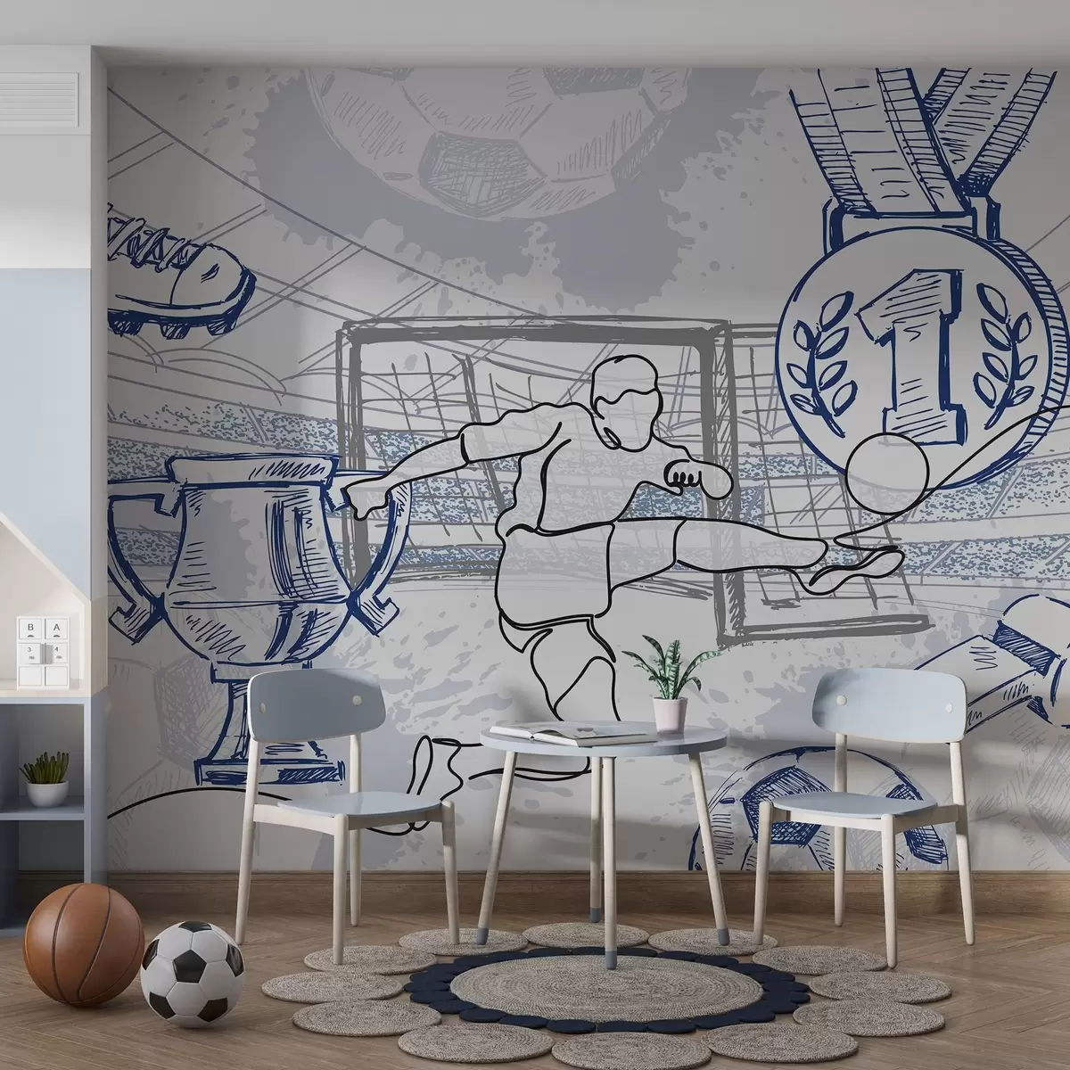 murales de pared Bocetos de trofeos de fútbol w04108