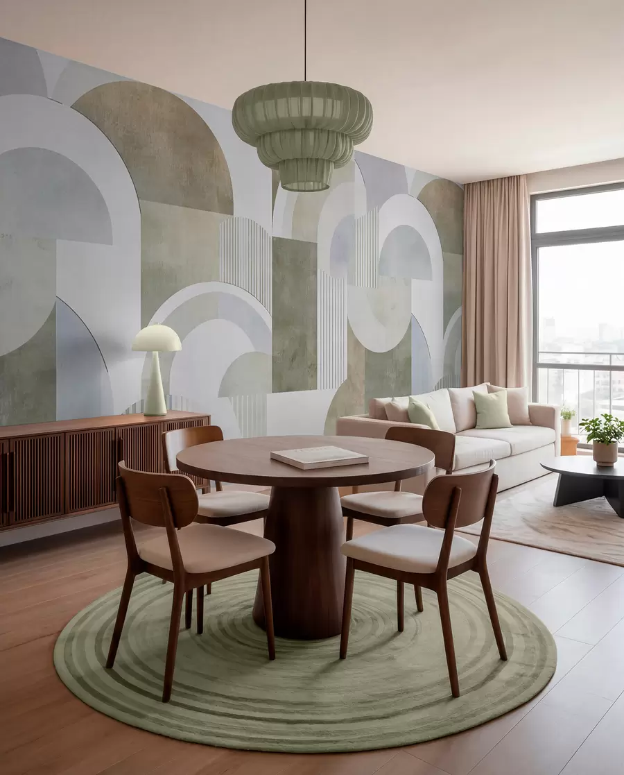 murales de pared Geometría abstracta de estilo art déco con efecto retro w04079