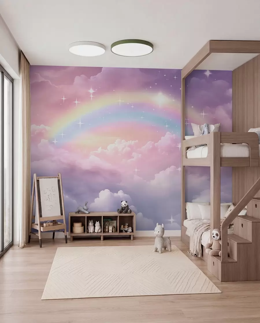 murales de pared Arcoíris entre nubes lavanda w04146
