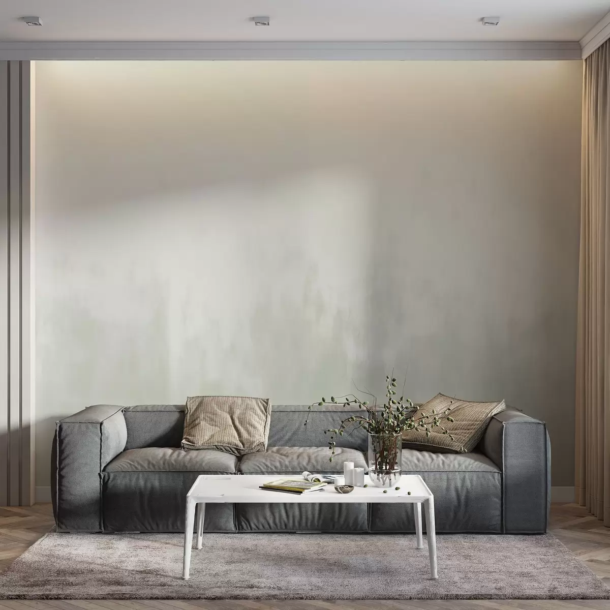 murales de pared Acuarela degradada en tonos gris-beige, minimalismo w04156