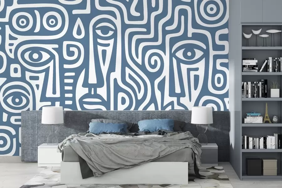 murales de pared Detalles faciales estilizados w04186v1
