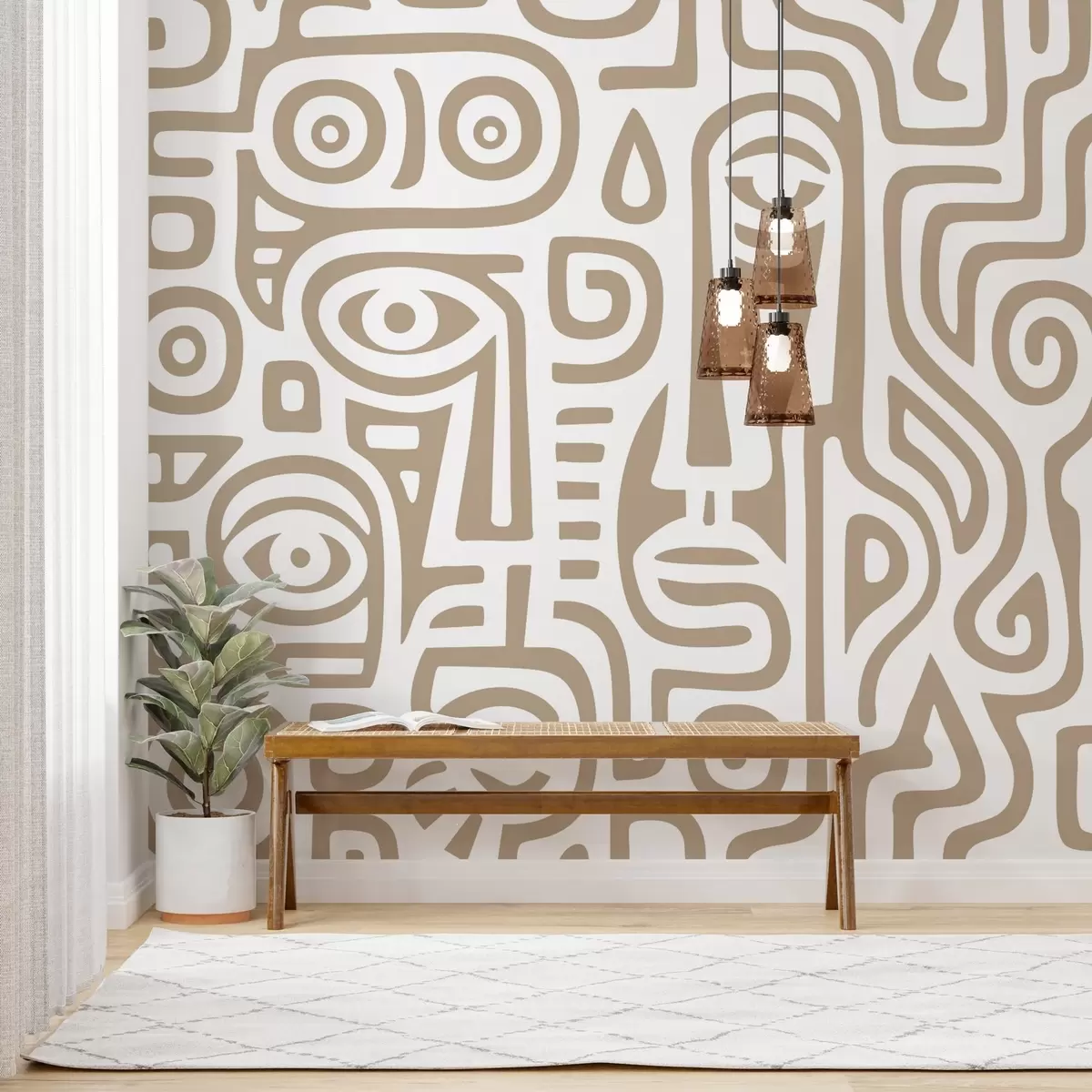 murales de pared Detalles faciales estilizados w04186v2