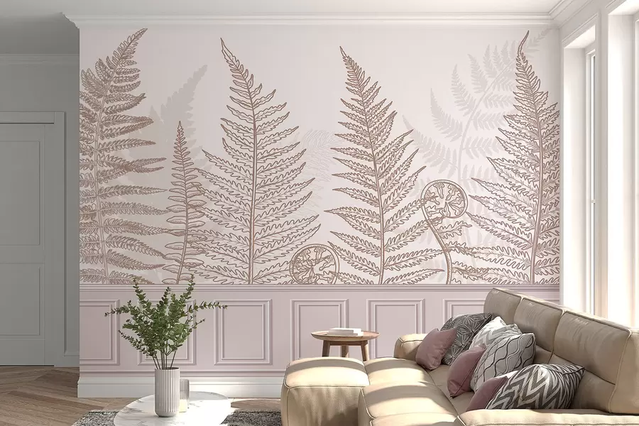 murales de pared hojas, plantas, helecho, luz, botánico, gráfico w04239v1