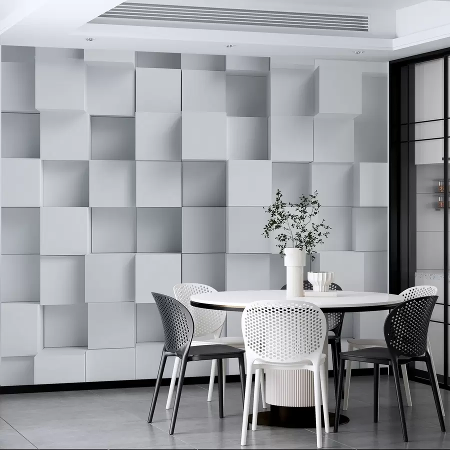 murales de pared imitación de cubos blancos volumétricos w04283