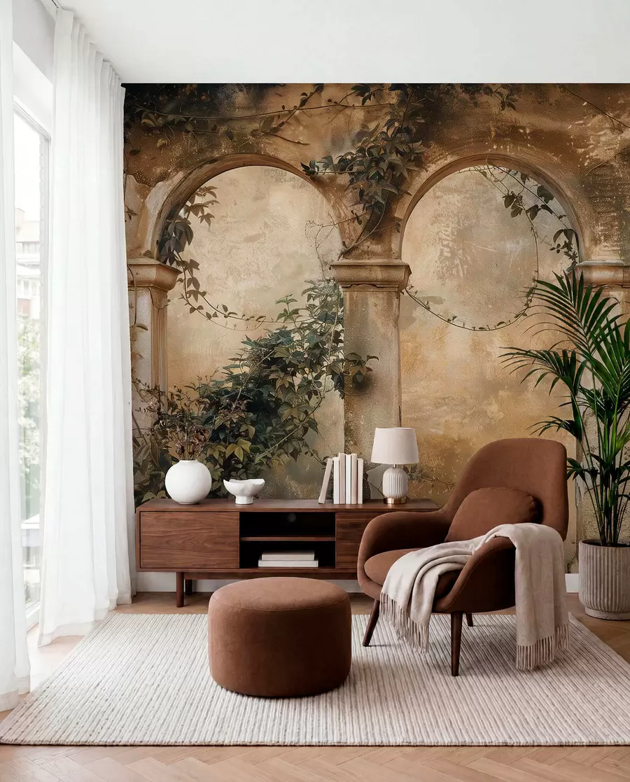 murales de pared arcos retro tintados con hiedra w04304