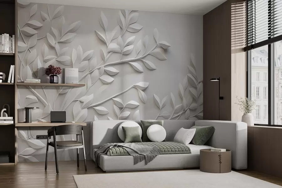 murales de pared Textura monocroma en relieve de la naturaleza w04329