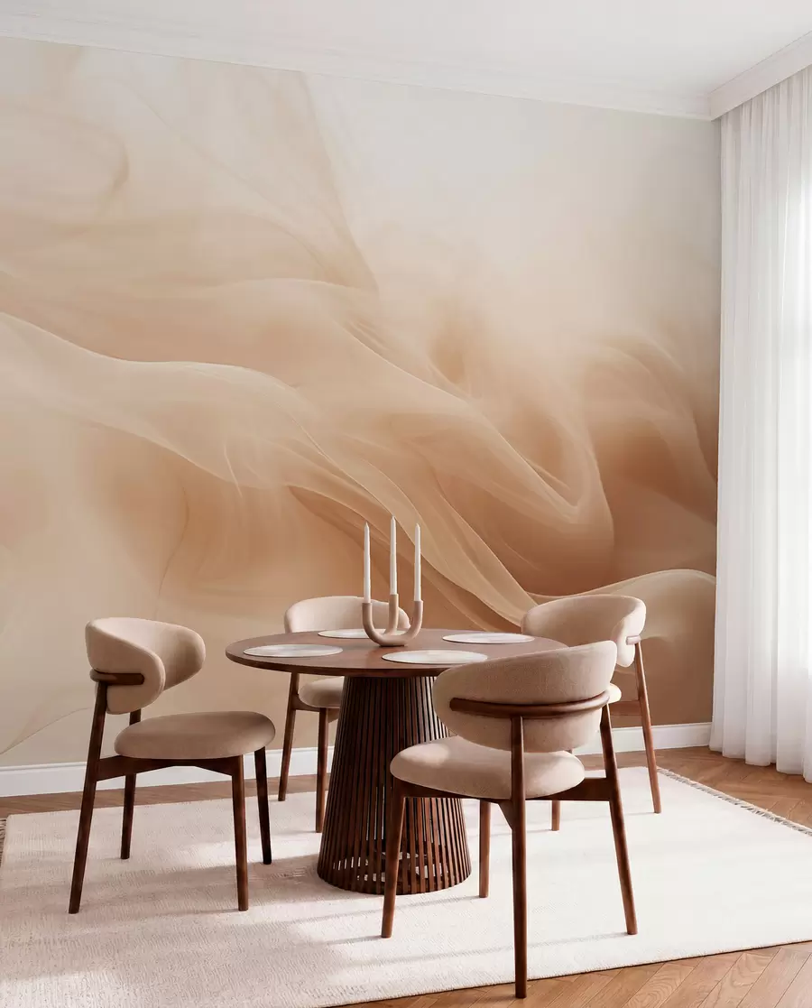 murales de pared Ondas ahumadas beige en estilo abstracto w09273
