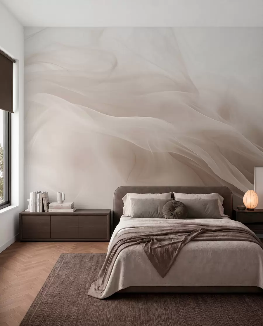 murales de pared Suaves ondas ahumadas beige de estilo abstracto w09273v1