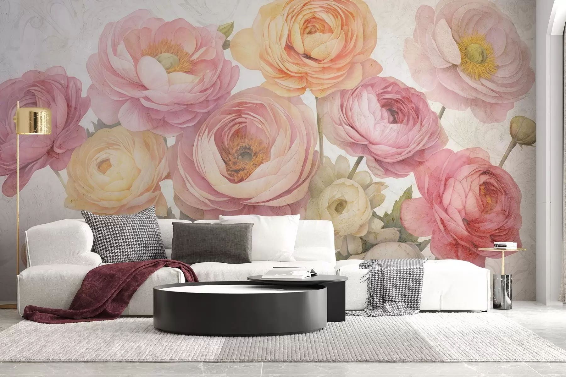 murales de pared Ramo vintage de ranúnculos w04326