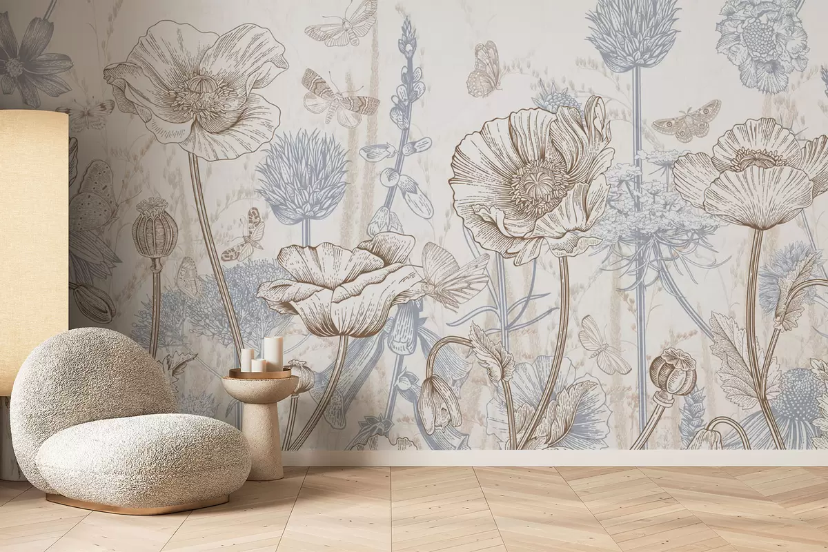 murales de pared flores silvestres w04360