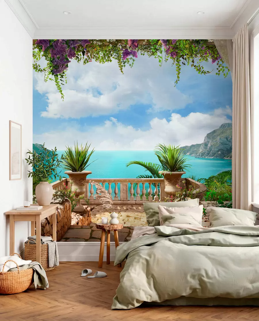 murales de pared Veranda, con vistas a la bahía u68055