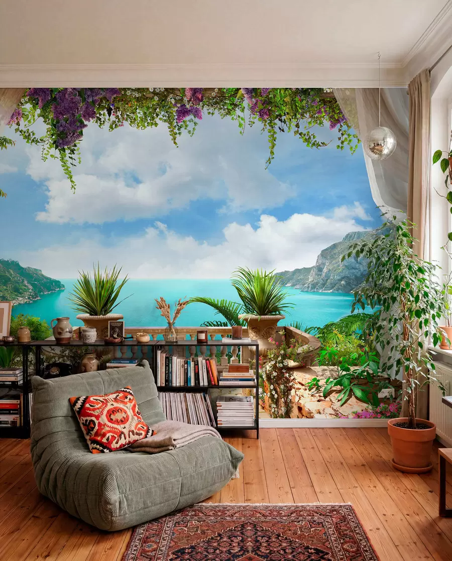 murales de pared Veranda, con vistas a la bahía u68055