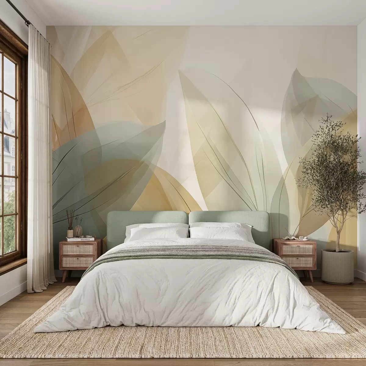 murales de pared Hojas transparentes en estilo abstracto w04351