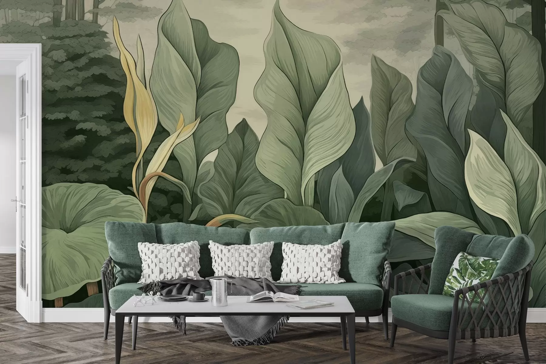 murales de pared Ilustración de una planta tropical en estilo botánico w04347
