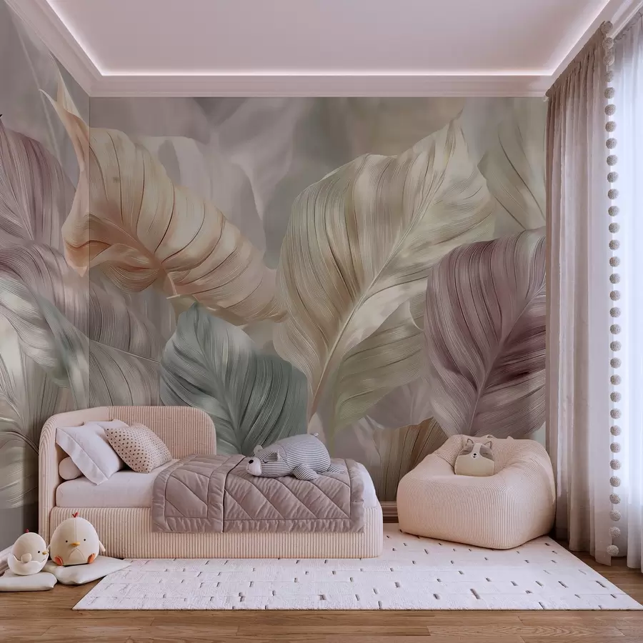 murales de pared hojas grandes tipo perla w04308