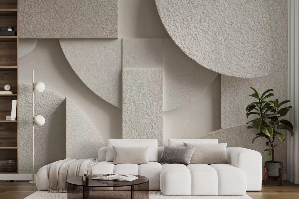 murales de pared Composición abstracta de formas geométricas de color beige w04395